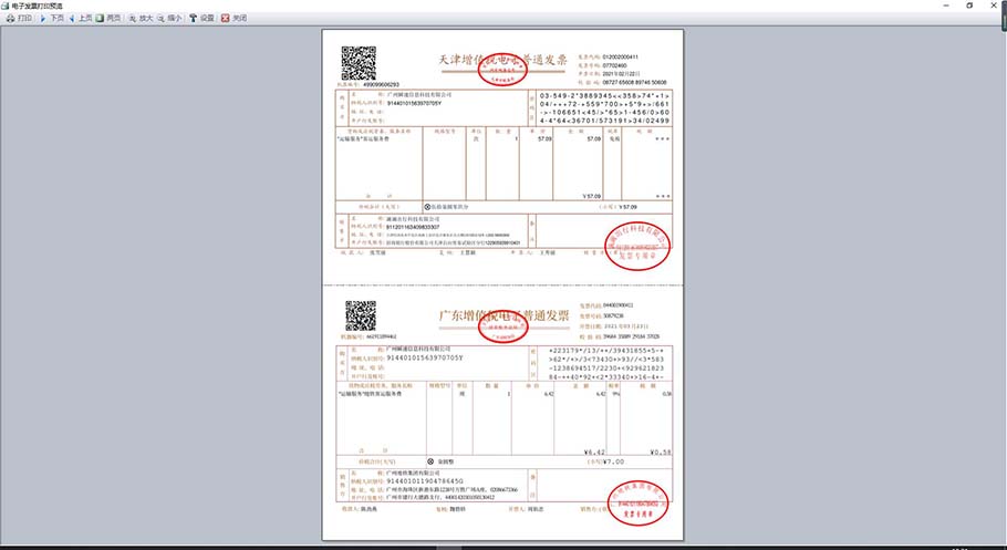 好票友电子发票打印预览页面