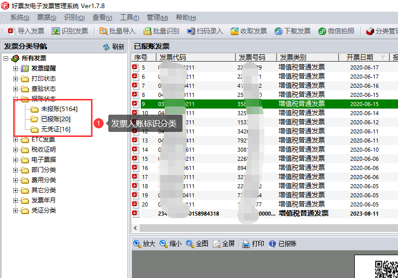 发票入账标识分类